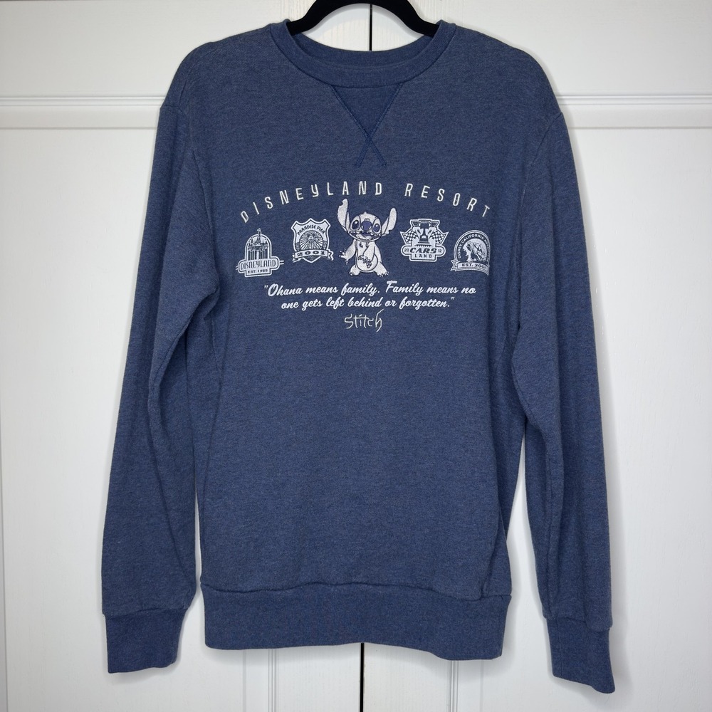 Disney Parks Disneyland Resort Sweatshirt Mens Small Blue Stitch Ohana Family